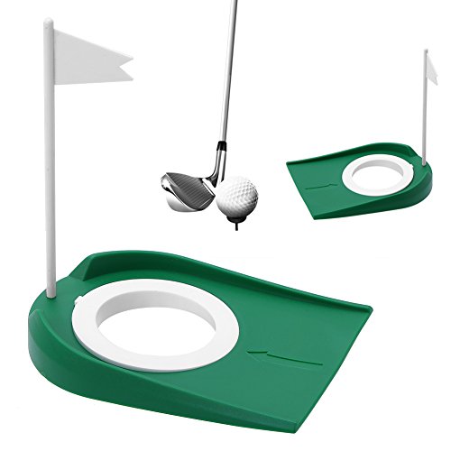 SOONHUA Golf-Putting-Cup Übungshilfe mit Flagge Indoor Golfmatte Green Putting-Praxis-Cup Golf-Putting-Loch-Training Hilft beim Üben im Innen- und Außenbereich von SOONHUA
