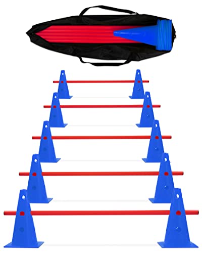 SPORTIKEL24 5 x Parcours-Hürde – Kegel-Hindernis für Agility Training – Steckhürden für Hund, Sport, Pferd & Kind – 5er-Set (blau/rot) von SPORTIKEL24