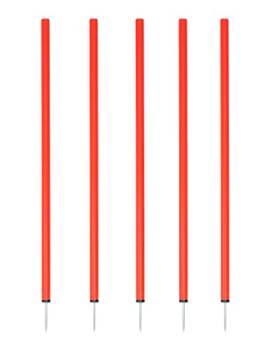 SPORTIKEL24 Slalomstangen 100 cm, ø 32 mm – 5er-Set – Trainingsstangen mit Metallspitze – für Agility- &Koordinationstraining – für Fußball & Hundesport (Rot) von SPORTIKEL24