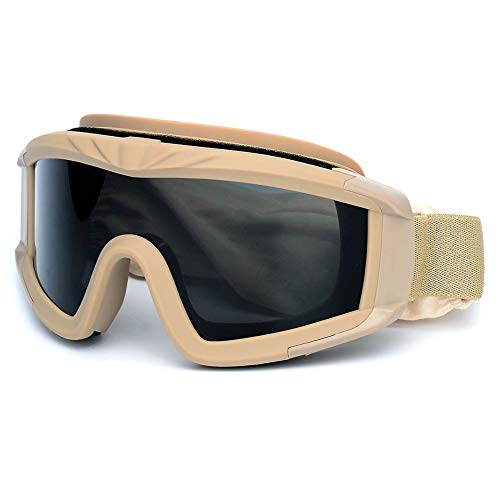 SPOSUNE Outdoor Sport Militär Airsoft taktische Airsoft-Brille mit 3 austauschbaren Gläsern Schlagfestigkeit Jagdbrille, UV400-Schutz Schießbrille für Männer Frauen Motorradfahren Wargame Paintball von SPOSUNE