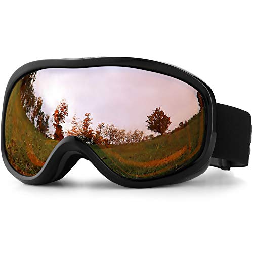 SPOSUNE Skibrille Damen Herren Snowboardbrille OTG Kids Skibrille Brille Wear Anti-Fog 100% UV400 Schutz für Skifahren Rollschuhlaufen Windschutz Schlagfest Helm kompatibel von SPOSUNE