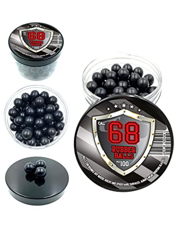 100 x Rubber Balls Projectiles Hard Paintballs for Home and Self Defense Pistols in 68 Cal. - Harte Gummibälle Geschosse für Heim Verteidigung 68 Kaliber von Rubber Balls