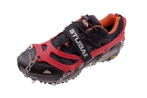 STUBAI Grödel für Wander-Schuhe | Mount Track rot, Größe L | Antirutsch-Schuhkrallen aus Edelstahl für Winter, rutschfeste Spikes für Schuhe, Wandern, Schnee, Outdoor von STUBAI