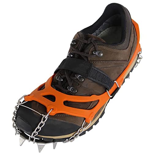 STUBAI Grödel für Wander-Schuhe | Mount Track orange, Größe M | Antirutsch-Schuhkrallen aus Edelstahl für Winter, rutschfeste Spikes für Schuhe, Wandern, Schnee, Outdoor von STUBAI