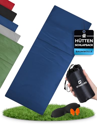 STYNGARD Hüttenschlafsack Baumwolle Ultraleicht [350g] - Dünnes Schlafsack Inlett Baumwolle (100%) - Reiseschlafsack kleines Packmaß und weicher Komfort - Modell Valencia von STYNGARD