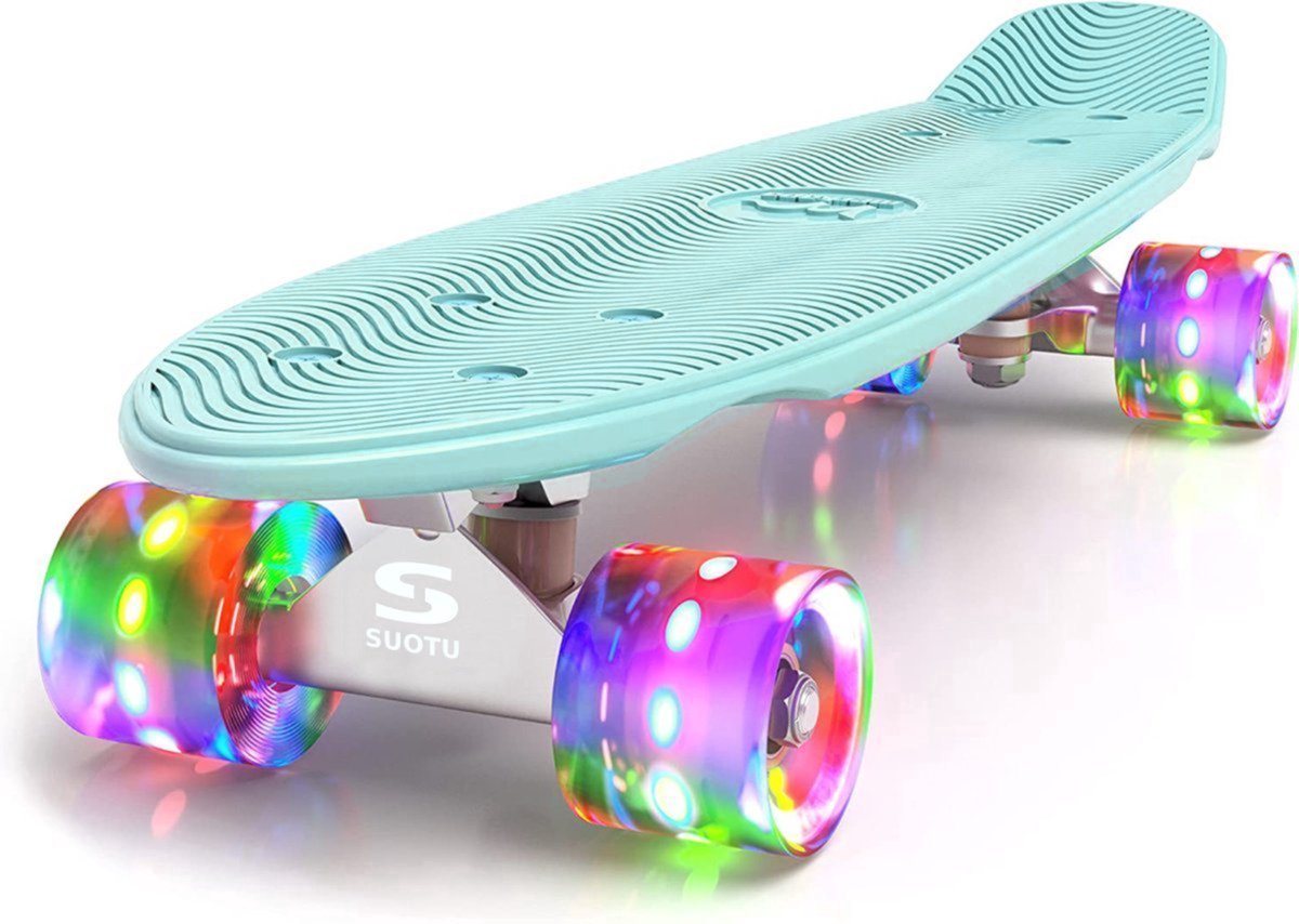 SUOTU Skateboard 22-Zoll Komplettes Mini Cruiser Kinderskateboard Skateboard (mit bunten LED-Leuchträdern, Kinderskateboard, für Kids und Teens), Kinder Skateboard ab 6 Jahre von SUOTU