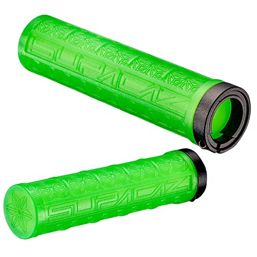 SUPACAZ Unisex-Adult Grizip Grip Lock-on-Paar Lenkergriffe Erwachsene-MTB-Lenker, Grün (Neongrün), Herstellergröße: 31,5 mm, Green, 32 mm von Supacaz