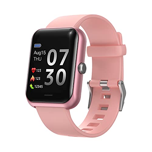 SUPBRO Smartwatch Fitness Armband Tracker Voller Touch Screen Uhr IP68 Wasserdicht Armbanduhr Smart Watch mit Schrittzähler Pulsmesser Stoppuhr für Damen Kinder Sportuhr für iOS Android (Rosa) von SUPBRO