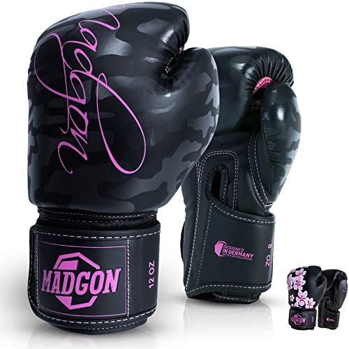 MADGON Premium Boxhandschuhe Damen - Frauen Kickboxhandschuhe für Kampfsport, MMA, Sparring, Muay Thai, Boxen - 8oz von MADGON