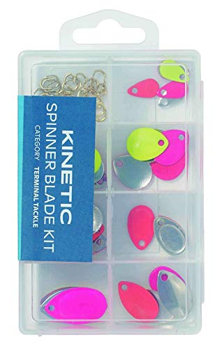 Kinetic Spinner Blade Kit- Spinnerblatt-Sortiment inkl. Box. gemischte Größen, 5 Farben, 40 Klammern und 35 Blätter von Sabiki