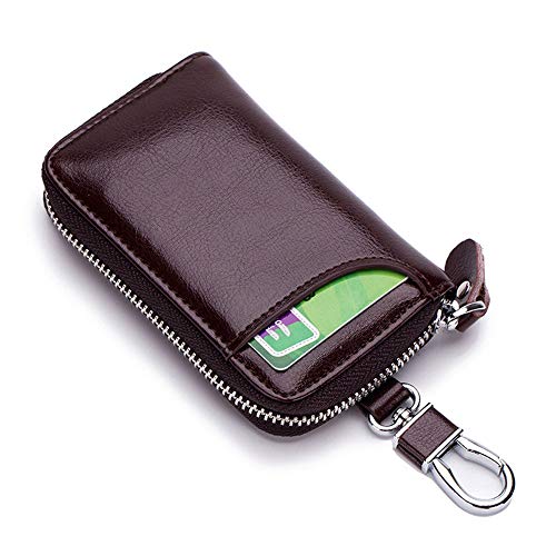 Leder Reißverschluss-Autoschlüssel-Kasten-Halter-Mappen-Beutel-6 Farben Leder Schlüsseltasche Etui Geldbörse für Schlüssel Kreditkartenfächer Autoschlüssel von SagaSave