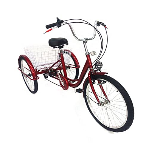 24 Zoll Dreirad für Erwachsene 6 Gänge Erwachsenendreirad 3 Räder Fahrräder für Senioren V Bremse Adult Tricycle von SanBouSi