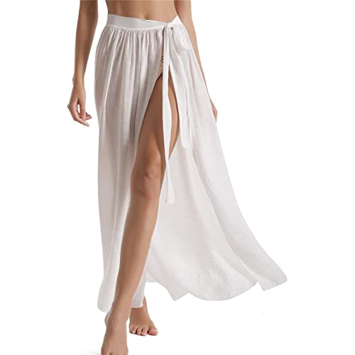 Sanfiyya Frauen Sarong Badeanzug Coverups, Chiffon Long Bikini Wraps, bloßer Strandanzug Deck - weiß von Sanfiyya