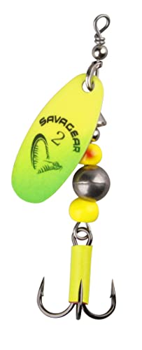 Savage Gear Caviar Spinner, Hechtköder, Angelköder, Kunstköder, Barschköder, Zanderköder, Köder für Hecht, Zander, Barsch, Forellenköder, Barschspinner, Forellenspinner, Hechtspinner, Farbe:Fluo Yellow / Chartreuse, Größe / Gewicht / Packungsinhalt:Gr. 3 / 9.5g von Savage Gear