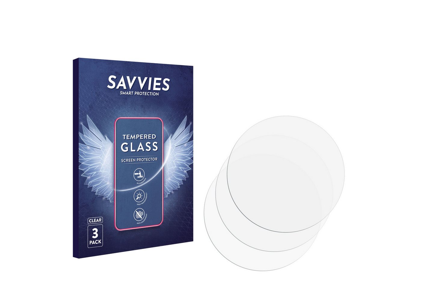 Savvies Panzerglas für Mobvoi Ticwatch Sport (45 mm), Displayschutzglas, 3 Stück, Schutzglas Echtglas 9H Härte klar Anti-Fingerprint von Savvies