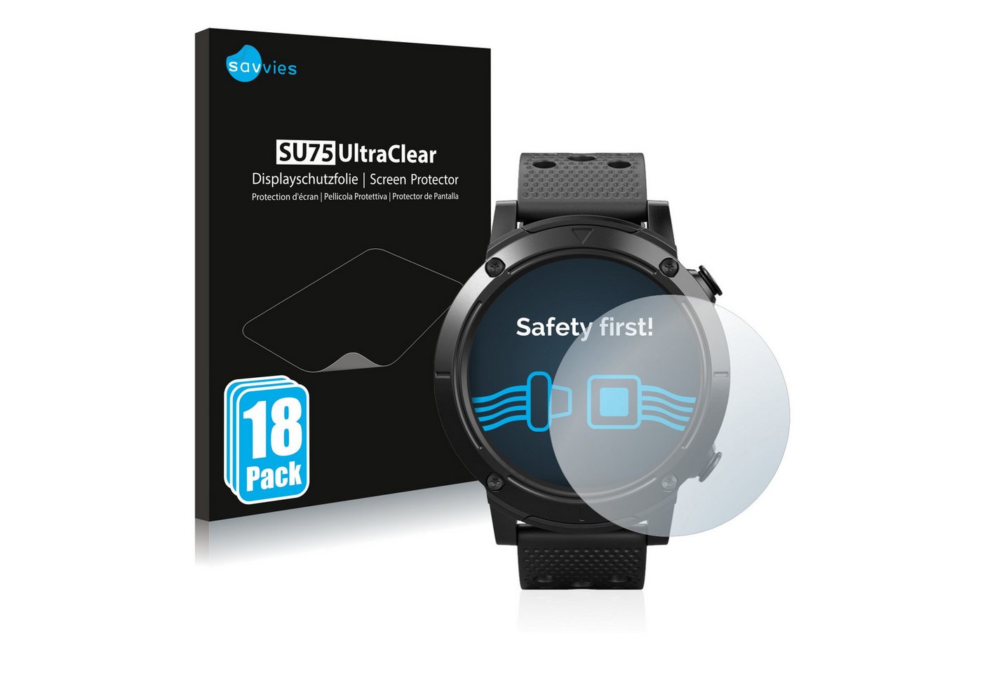 Savvies Schutzfolie für SilverCrest Smartwatch Sport, Displayschutzfolie, 18 Stück, Folie klar von Savvies
