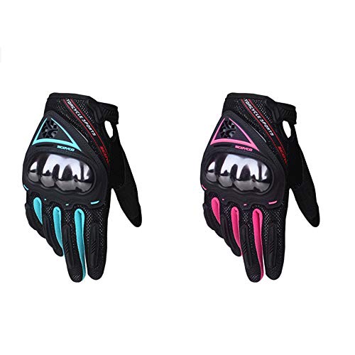 Scoyco Woman Motorradhandschuhe Touchscreen-Rüstung Atmungsaktive Damenhandschuhe Anti-Rutsch-MBX/MTB/ATV Sport Pink Fahrradhandschuhe (BLAU, S) von Scoyco
