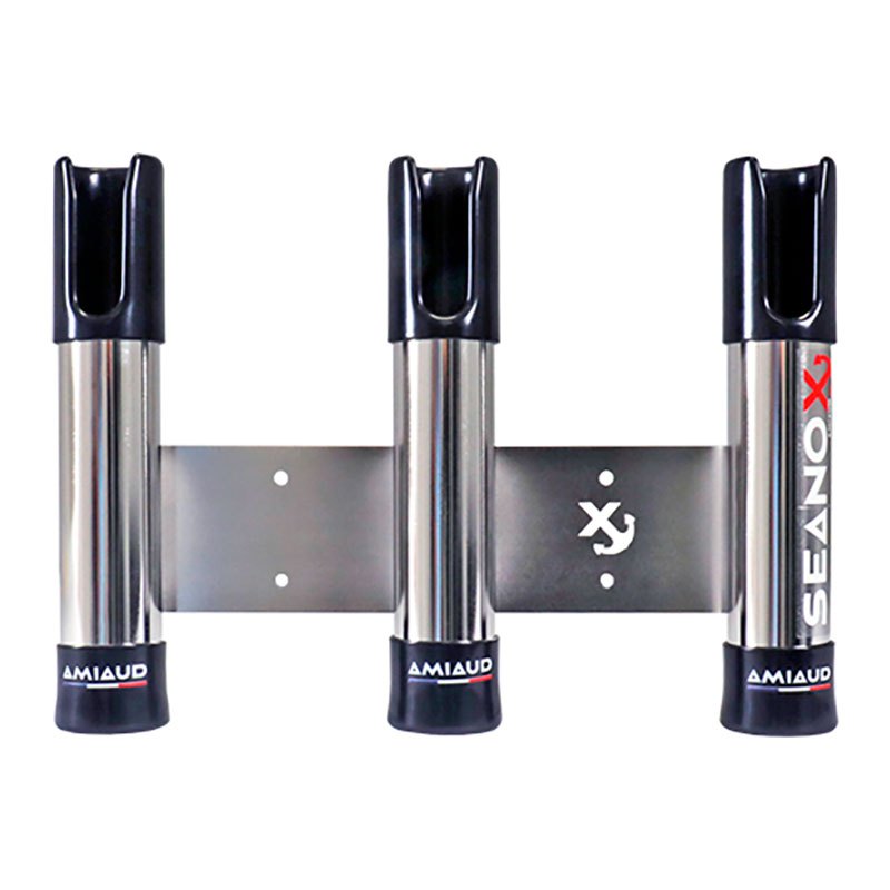 Seanox 3 Rods Stainless Steel Open Rod Holder With Black Rubber Schwarz,Silber von Seanox