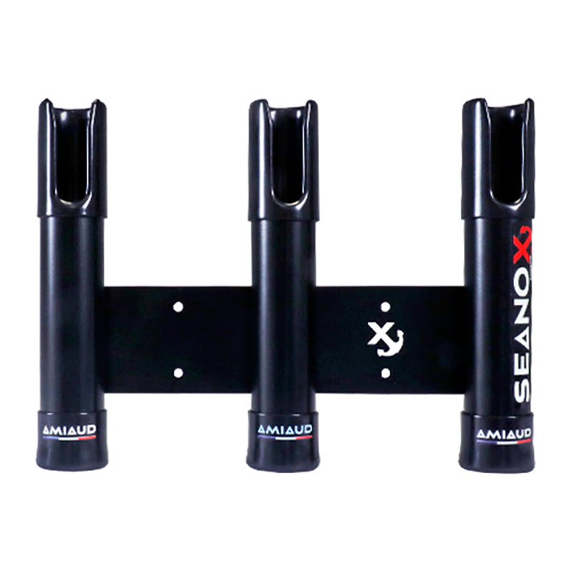 Seanox 3 Rods Stainless Steel Open Rod Holder With Black Rubber Schwarz von Seanox