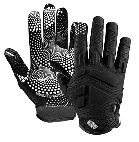 Seibertron G.A.R.G 2.0 Gel Filled Patentiert Anti-Impact Ultra-Stick Football Sports Receiver/Empfänger Handschuhe Gloves Youth Black S von Seibertron