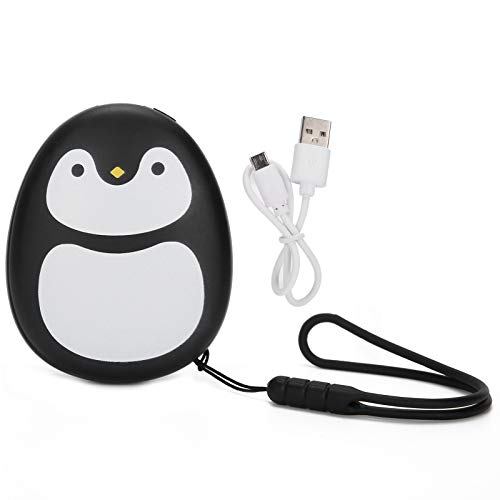 Wiederaufladbarer Handwärmer, Cartoon Cute Portable 4000mAh Power Bank Handwärmer USB-Taschen-Handwärmer für Camping, Skifahren, Angeln und Wandern(Pinguin schwarz) von Semme