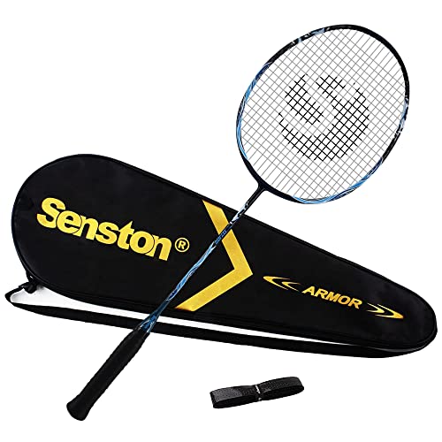 Senston Badminton Schläger Leicht und Stabil, Badmintonschläger 6U für Training, Federballschläger mit Schlägertasche von Senston