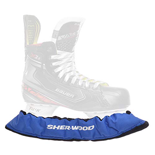 Sherwood Unisex Junior Pro Eishockey elastische Kufenstr mpfe f r Kinder Eishockey Schlittschuhe 2, blau, Einheitsgröße EU von Sherwood