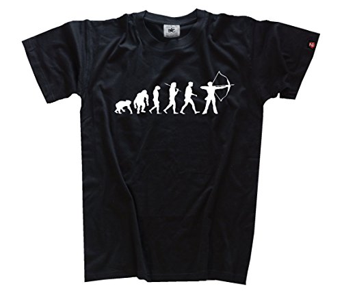 Shirtzshop T-Shirt Evolution Bogenschiessen, Schwarz, L von Shirtzshop