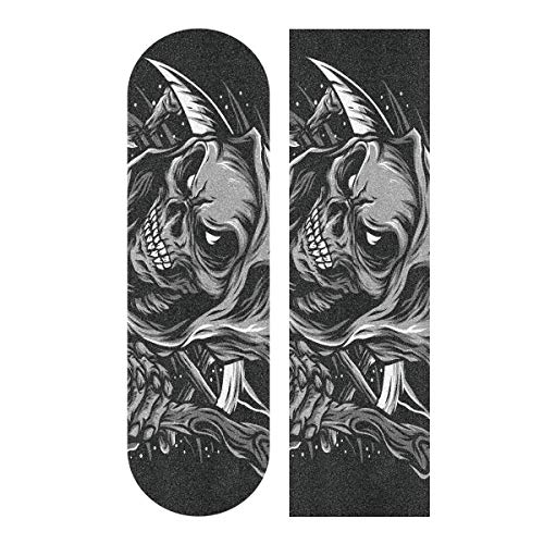 Halloween Skateboard Griptape Blatt 83 x 22,9 cm – Happy Halloween Skull Reaper Sandpapier für Rollerboard Longboard Griptape blasenfreies Skate Griptape von Sinestour