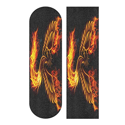 Skateboard-Griptape, 84,6 x 22,9 cm, Phoenix In Fire Fantastisches Vogel-Schleifpapier für Rollerboard Longboard Griptape Blasenfreies Longboard Griptape von Sinestour