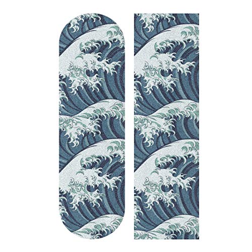 Skateboard Griptape Blatt 83 x 22,9 cm – Japanisches Great Wave Sandpaper für Rollerboard Longboard Griptape blasenfreies Longboard Griptape von Sinestour