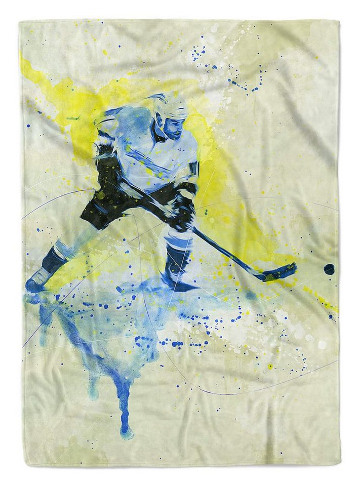 Sinus Art Handtücher SplashArt Sport Handtuch Strandhandtuch Saunatuch Kuscheldecke Kunstvoll Eishockey III Sp, Baumwolle-Polyester-Mix (1-St), Handtuch von Sinus Art