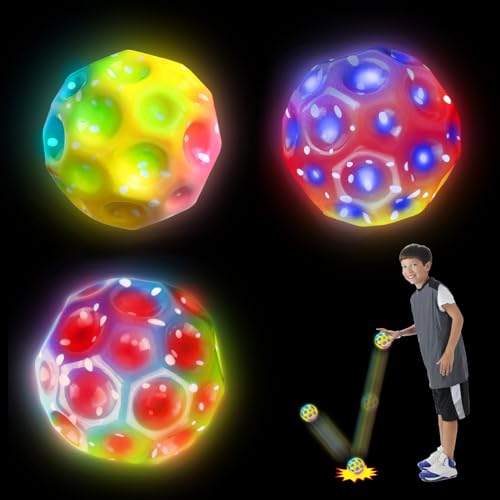 Astro Jump Ball, 3 Stück Leuchtender Moon Ball, Moonball Hohe Sprünge Gummiball Space Ball, Galaxy Ball 7 cm Bounce Ball Bouncing Ball für Kinder, Astro Bouncy Balls for Kids Gift (A) von Sinwind