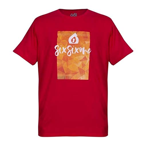 SixSixOne Herren T-Shirt Bike Script, Rot, L, 7266 von SixSixOne