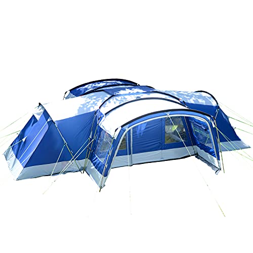 Skandika Familienzelt Nimbus für 12 Personen Sleeper | Campingzelt mit Sleeper Technologie, 3 abgedunkelte und Schwarze Schlafkabinen, wasserdicht, 5000 mm Wassersäule, 2,15m Stehhöhe, mit Vorzelt von Skandika
