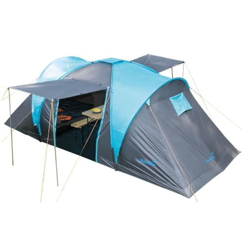 Skandika Kuppelzelt Hammerfest für 4 Personen | Campingzelt mit eingenähtem Zeltboden,ohne Sleeper Technologie mit schwarzen Kabinen, 2 Schlafkabinen, 2 m Stehhöhe, 3000 mm Wassersäule (Basic Version) von Skandika