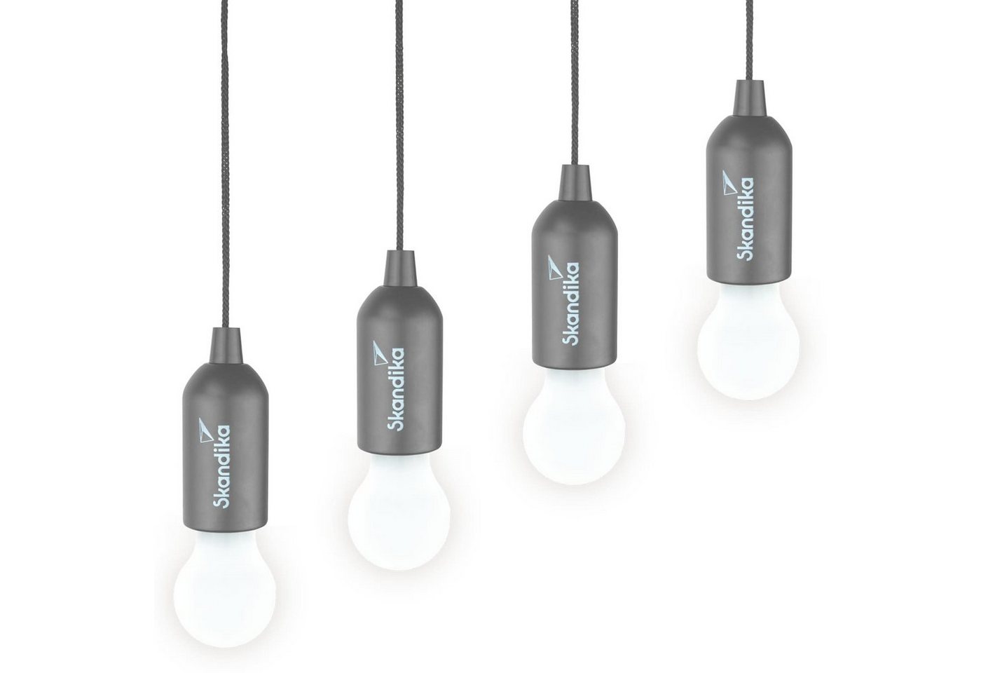 Skandika LED Gartenleuchte Campinglampe Narvik 4er-Set, LED Lampe, Pull Light, batteriebetriebene Glühbirne mit Zugschalter von Skandika