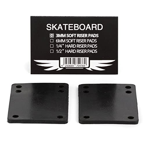 Skateboard Hardware Soft Riser Pads 3mm schwarz - Longboard Shock-Pads zur Achsen Montage von Skateboard
