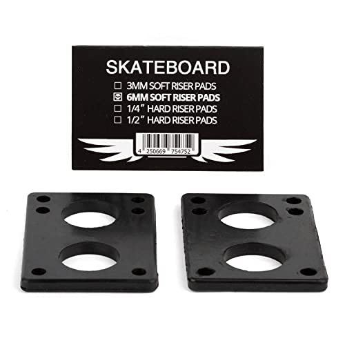 Skateboard Hardware Soft Riser Pads 6mm schwarz - Longboard Shock-Pads zur Achsen Montage von Skateboard
