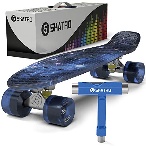 Skatro - Mini Cruiser Skateboard 55,9 x 15,2 cm Retro-Stil Kunststoff Board wird komplett geliefert von Skatro