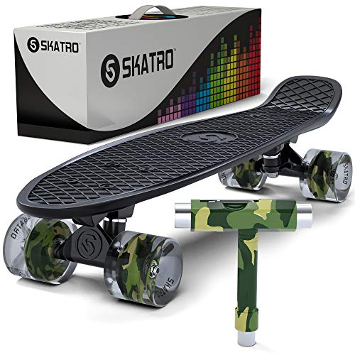 Skatro - Mini-Cruiser-Skateboard. 22 Zoll Kunststoff-Board im Retro-Stil, komplett mit von Skatro