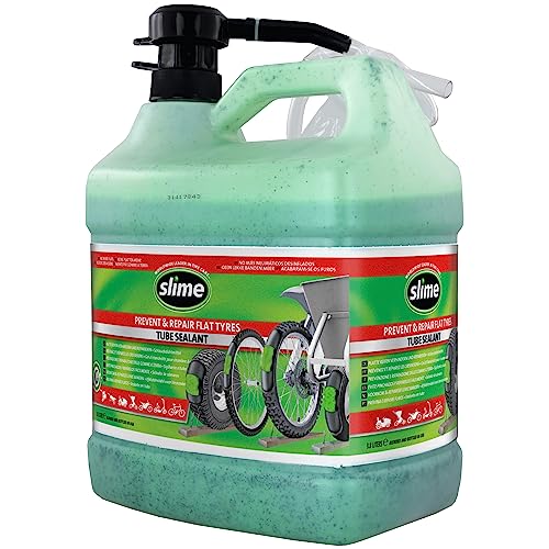 Slime 10153SL Rad Schlauchreparatur-Dichtmittel mit Pumpe, Verhindern und Reparieren, Geeignet für alle Fahrräder, Ungiftig, Umweltfreundlich, 3,78-ml-Flasche (1 Gallone), Green von Slime