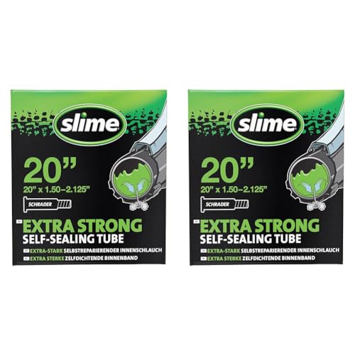 Slime 30058SL Rad-Reifenschlauch mit Slime-Einstichdichtmittel, Selbstdichtend, Verhindern und Reparieren, Schrader Ventil, 40/57–406 mm (20" x 1,50–2,125") (Packung mit 2) von Slime