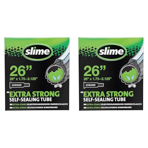 Slime 30059 Rad Reifenschlauch mit Slime Dichtmittel für Einstiche, Selbstdichtend, Verhindern und Reparieren, Schrader Ventil, 47/57–559 mm (26" x 1,75–2,125") (Packung mit 2) von Slime