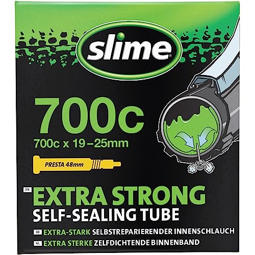 Slime 30061 Rad-Reifenschlauch mit Slime-Dichtmittel für Einstiche, Selbstdichtend, Verhindern und Reparieren, Presta Ventil, 19/25–622 mm (700 x 19/25c) von Slime