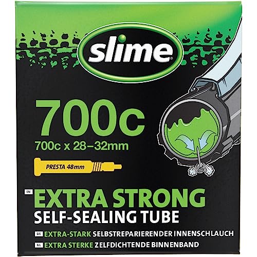 Slime Unisex – Erwachsene Ersatzschlauch mit Dichtmittel 700 x 28-32 Smart Tube/Bicycle, 30062, Schwarz, 700x28-35, SV 48mm von Slime