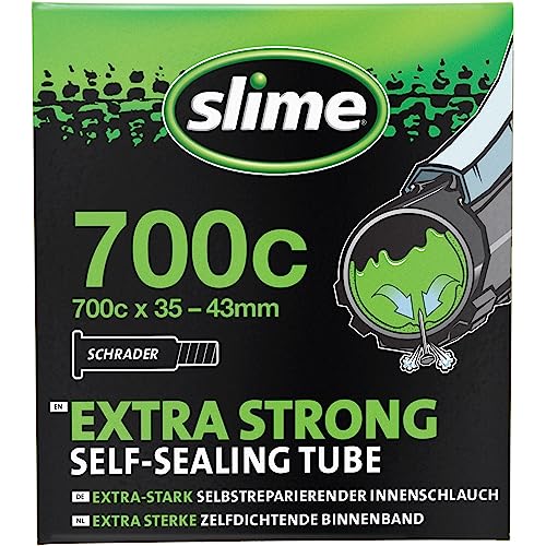 Slime 30057 Rad Reifenschlauch mit Slime Dichtmittel für Einstiche, Selbstdichtend, Verhindern und Reparieren, Schrader Ventil, 35/43–622 mm (700 x 35/43c) von Slime
