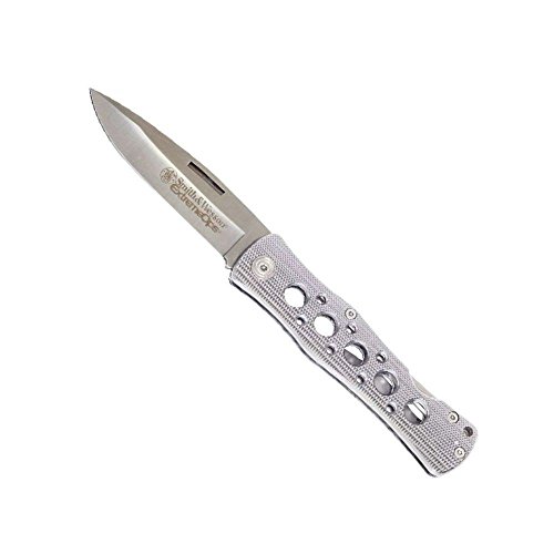 Smith & Wesson Erwachsene Messer Taschenmesser Aluminium-Griffschalen Länge geöffnet: 20.4 cm, Silber, 21 cm von Smith & Wesson