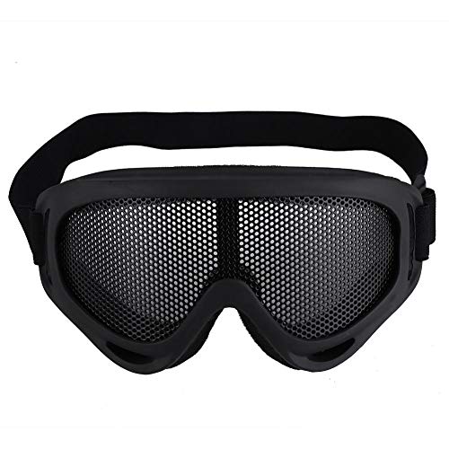 SolUptanisu Airsoft + Goggles, Outdoor Mesh Radfahren Brille Stoßfest Stahl Gläser Sonnenbrille Paintball Eye Schutz für Männer Frauen Radfahren Wandern Aktivitäten (Schwarz) von SolUptanisu