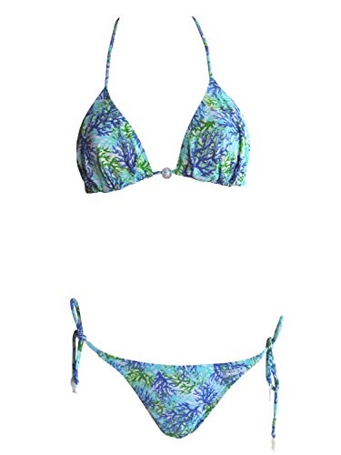 Solar Tan Thru Neckholder-Bikini grün/türkis/blau, mit Glanzeffekt, Gr. 40 B-Cup von Solar